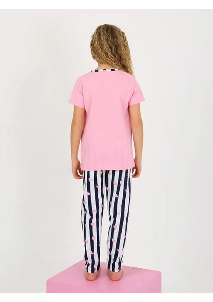 Minykids Kalp Desen Pembe Kısa Kollu Düğmeli Yaka %100 Pamuklu Kız Çocuk Pijama Takım modelleri