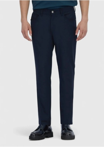 Lacivert Düz Dokuma Slim Fit Casual Pantolon fiyatları