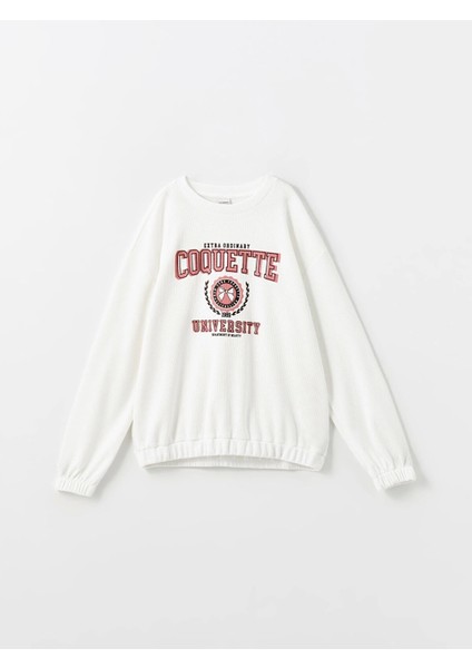 Lcw Kids Ekru Bisiklet Yaka Kız Çocuk Sweatshirt