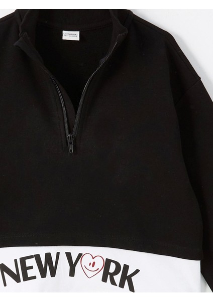 Lcw Kids Siyah Dik Yaka Kız Çocuk Kalın Sweatshirt modelleri