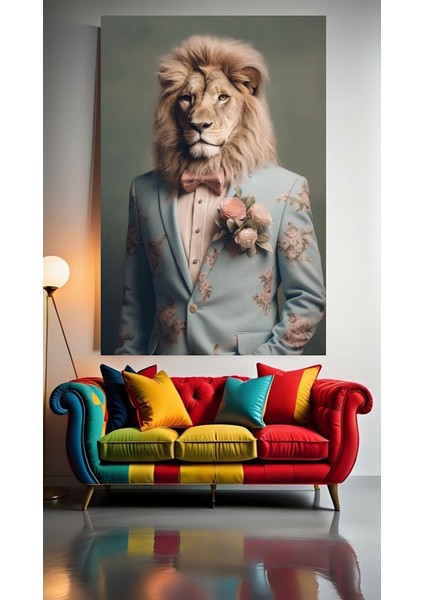 Modacı Aslan V1 Ev Duvar Salon Güzellik Salonu Ofis Dükkan Dekarasyon Kanvas Tablo