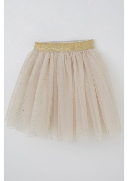 Kız Çocuk Tütü Etek Sim Detaylı 5-10 Yaş, Bej modelleri