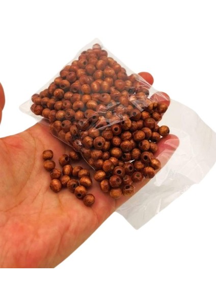 6 mm Ahşap Yuvarlak Boncuk Taba Renk 50 gr fiyatları