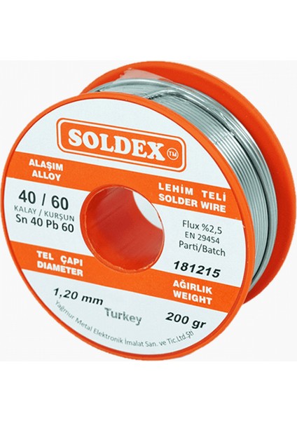 Kurşunlu Lehim Teli 1.2mm 200GR SN40 - PB60 (40/60)