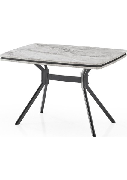 Koza Dikdörtgen Masa – Gri Mermer, Siyah Ayak, 80×120 cm (Sandalyesiz) fiyatları