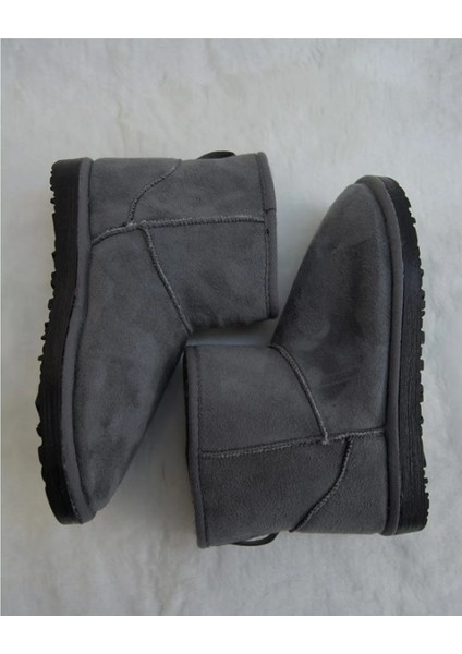 Günlük Kadın Mini Bot Desenli Alçak Desenli Taban Içi Kürklü Süet Kısa Bootie Hafif 257 - U19