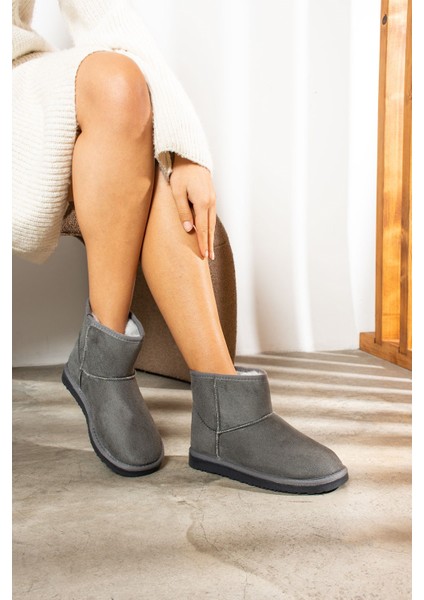 Günlük Kadın Mini Bot Desenli Alçak Desenli Taban Içi Kürklü Süet Kısa Bootie Hafif 257 - U19 modelleri