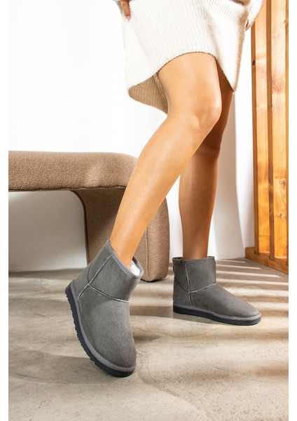 Günlük Kadın Mini Bot Desenli Alçak Desenli Taban Içi Kürklü Süet Kısa Bootie Hafif 257 - U19 fırsatları