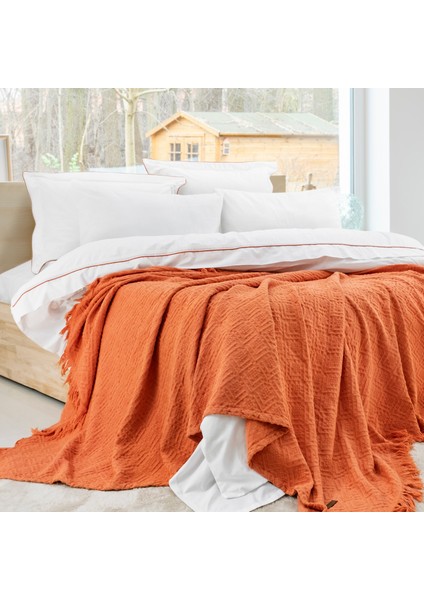 Home Kylie Yatak Örtüsü Nevresim Seti 7 Parça-Kiremit fırsatları