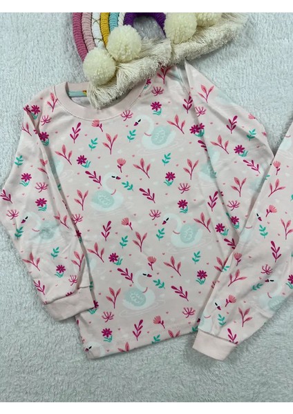 Minykids Kuğu Desen Pembe Kız Çocuk Pijama Takım fiyatları