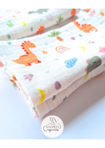 Tinyrex %100 Organik Müslin Yenidoğan Beslenme Hediye Seti – Emzirme Örtüsü, Ağız Mendili, Beslenme Önlüğü ve Kese