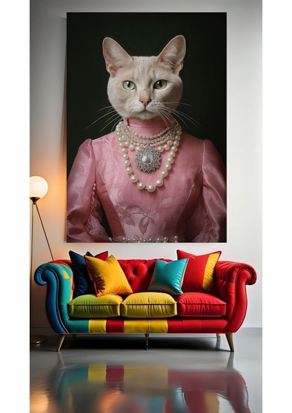 Prenses Kedi V1 Ev Duvar Salon Güzellik Salonu Ofis Dükkan Dekarasyon Kanvas Tablo
