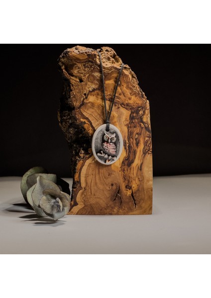 Baykuş Figürlü Seramik Kolye – Stres ve Denge Kolyesi