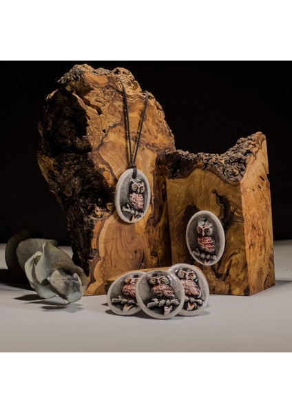 Baykuş Figürlü Seramik Kolye – Stres ve Denge Kolyesi indirimleri