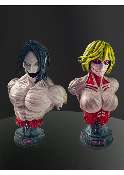 3D Attack On Titan Eren Yeager Büst ve Female Titan Büst , Anime Figure Collection