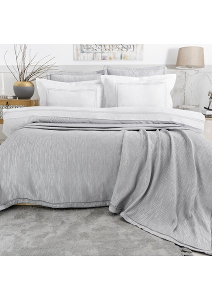 Home Pavia Şönil Yatak Örtüsü Nevresim Seti 7 Parça-Gri