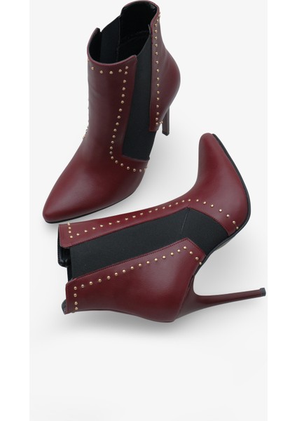 Kadın Çift Lastikli Sivri Burun Troplu Bot Melles Bordo fiyatları