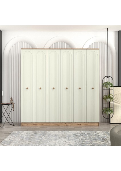 MİLA 6 KAPAKLI BAZALI MODERN GARDIROP fiyatları
