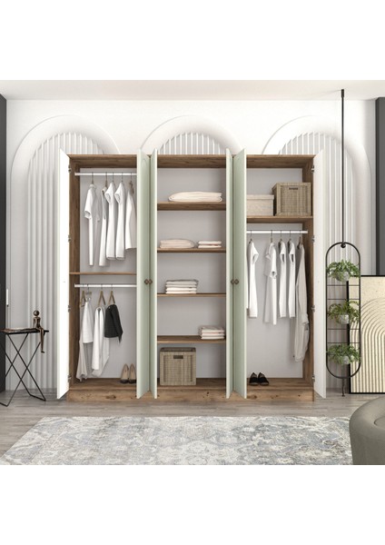 MİLA 6 KAPAKLI BAZALI MODERN GARDIROP modelleri