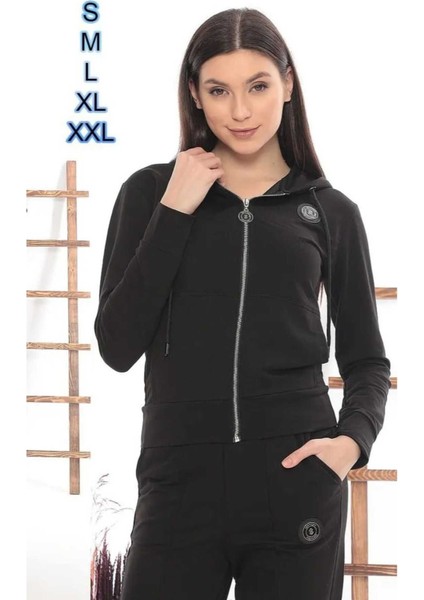 Iki Iplik Kadın Eşofman Takımı Kapüşonlu Fermuarlı Armalı ve Çımalı Boru Paça Pantolonlu fiyatları