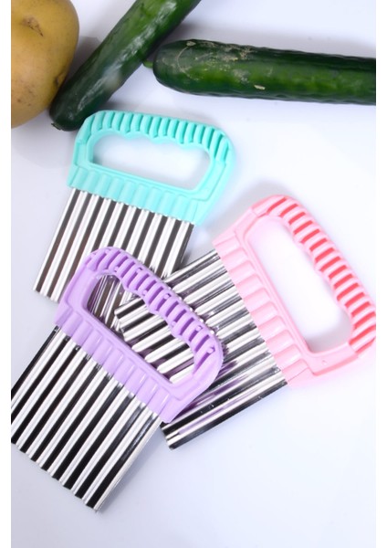 1 Adet Şekilli Patates Cips Dilimleyici Kesici Doğrayıcı Tırtıklı Patates Dilimleme Doğrama Aparatı