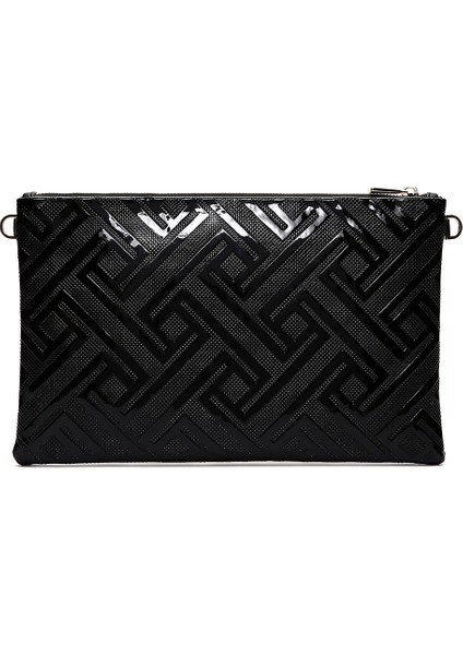 Kadın Siyah Zincir Askılı Desenli Rugan Portföy Çanta 25WBD220516 indirimleri