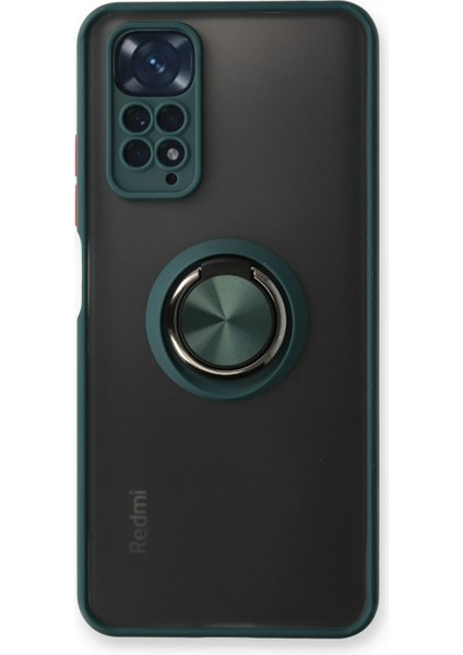 Xiaomi Redmi Note 11 Kılıf Montreal Yüzüklü Silikon Kapak - Yeşil Mrayd