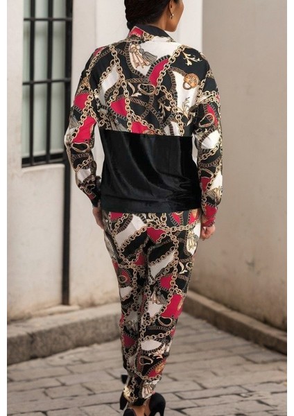 Kadın Uzun Kollu V Yaka Göğüs Altı Kadife Detay Mikro Ikili Takım