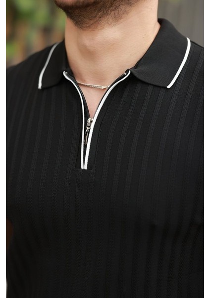 Erkek Fermuarlı Yakalı Kısa Kollu T-Shirt modelleri