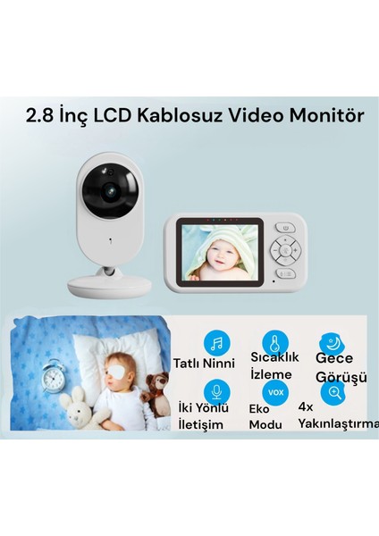2.8 Inç Monitörlü Video Bebek Izleme Kamerası
