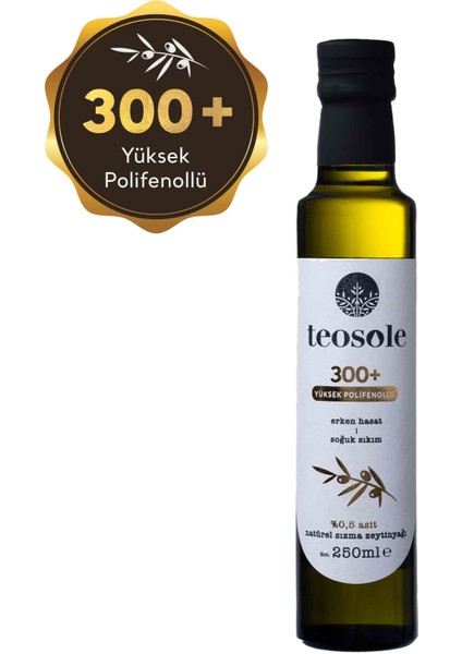 300+ Yüksek Polifenollü Zeytinyağı Naturel Sızma Zeytinyağı 250 ml