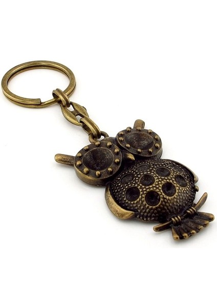 Baykuş Gece Hayvanı Orman Antik Sarı Eskitme Metal Anahtarlık KC265