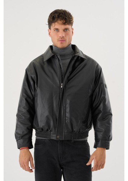 Erkek Siyah Deri Oversize Basic Mont&ceket fiyatları