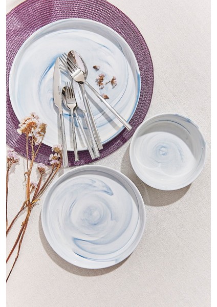 Marble Porselen Yemek Tabağı Mavi modelleri