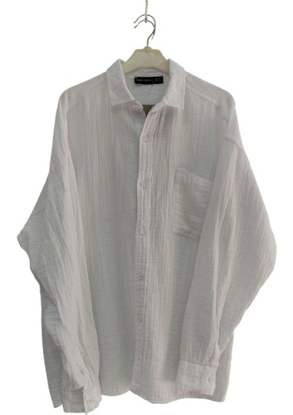 Erkek Uzun Kollu Oversize Cepli Müslin Keten Gömlek modelleri