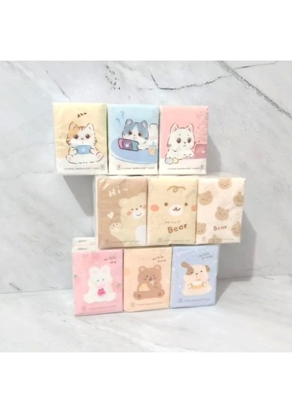 Sevimli Figürlü Çocuk Mendili 9'lu Paket