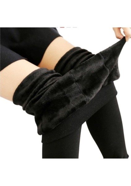 Kadın Termal Peluş Tayt Siyah Sıcak Tutan Yumuşak Kumaş 95% Polyester modelleri