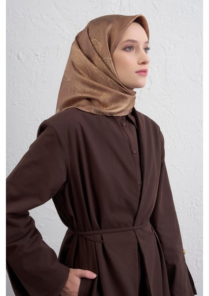 Klasik Desenli Saf Ipek Twill Eşarp 9428D 38