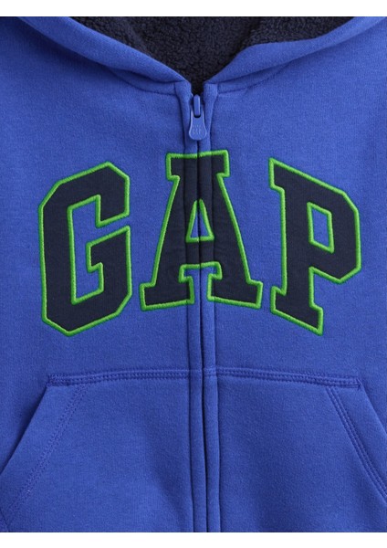 Erkek Bebek Koyu Mavi Gap Logo Sherpa Fermuarlı Sweatshirt fiyatları