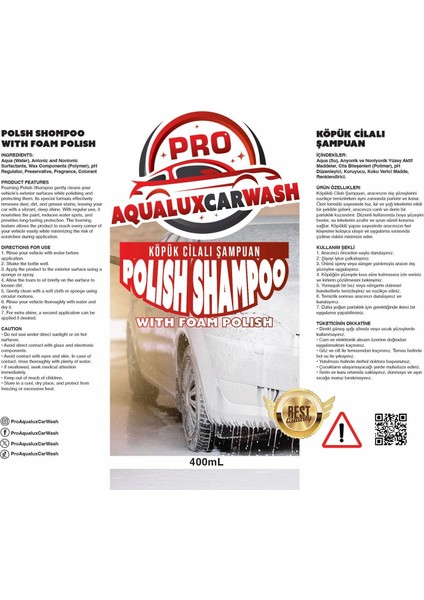 Proaqualuxcarwash Torpido Parlatıcı - Cilalı Beyaz Şampuan