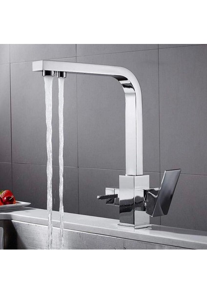 3 Yollu Siyah Arıtmalı Mutfak Musluk Evye Bataryası 1. Sınıf Yerli Üretim