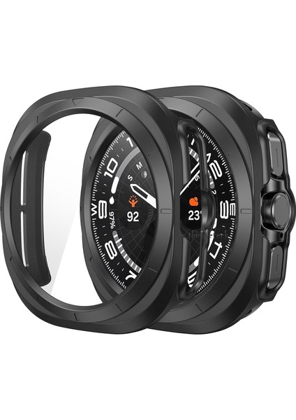 Samsung Galaxy Watch 8 Ultra Uyumlu Ekran ve Kasa Koruyucu Silikon 360 Derece Tam Kaplar Gard Military Zırh Tank