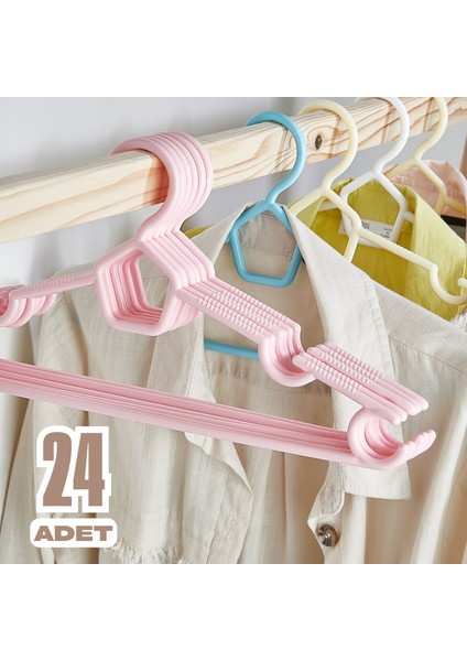 Karizma Elbise Askısı 24 Adet Renkli Plastik