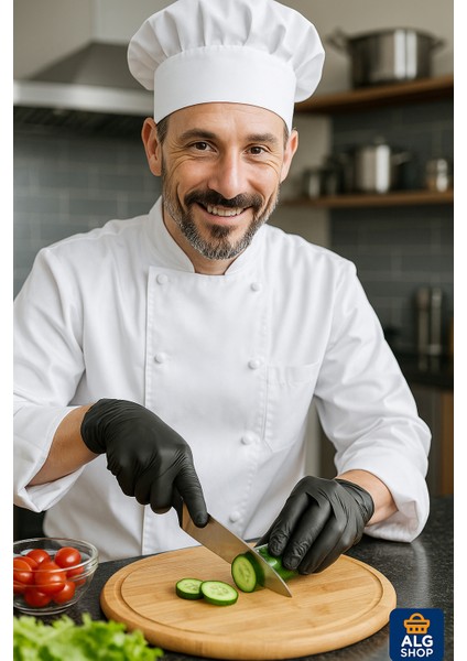 100 Adet Siyah Nitril Eldiven L Xl Pudrasız Hijyenik Sağlam Iki Ele Uyumlu Çalışma Mutfak Eldiveni modelleri