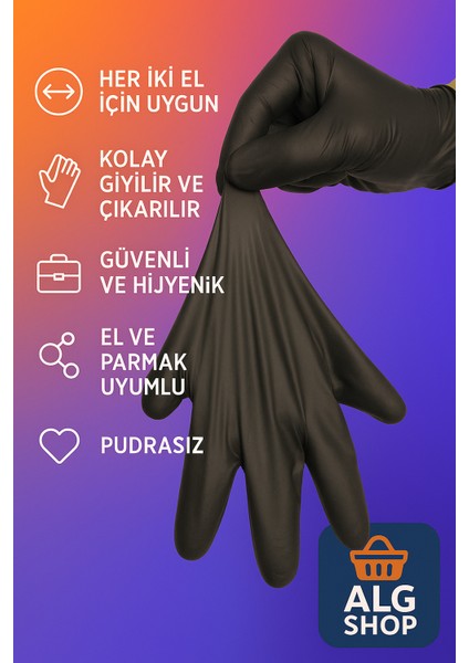 100 Adet Siyah Nitril Eldiven L Xl Pudrasız Hijyenik Sağlam Iki Ele Uyumlu Çalışma Mutfak Eldiveni fırsatları