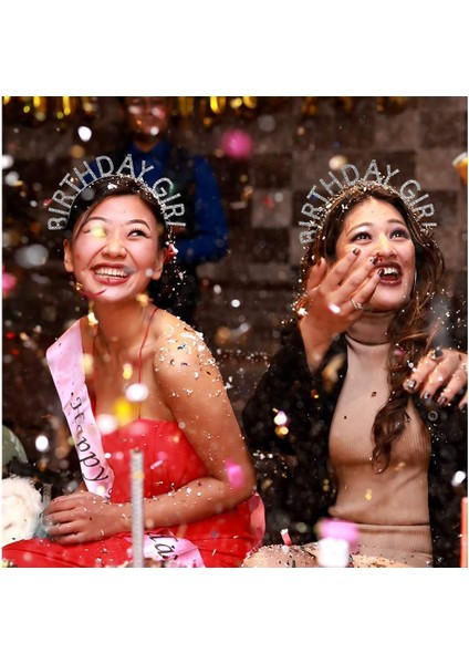 Gümüş Kristal Taşlı Birthday Girl Tacı fiyatları