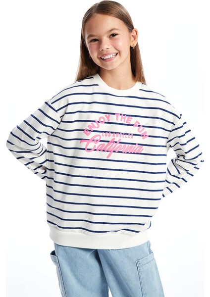Lcw Kids Ekru Bisiklet Yaka Kız Çocuk Kalın Sweatshirt