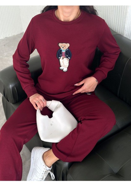 Teddy Nakışlı Modal Fgeniş Paça Eşofman Takım fırsatları