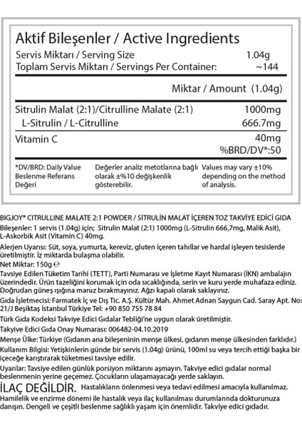 Citrulline Malate 144 Servis 150G Sitrulin Aminoasit fırsatları