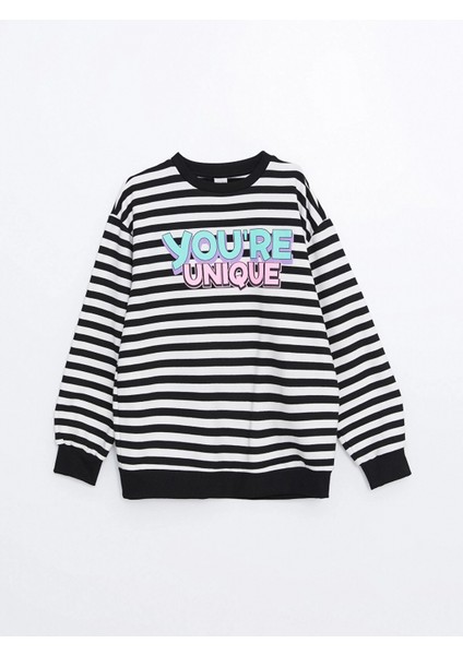 Lcw Kids Siyah Bisiklet Yaka Kız Çocuk Kalın Sweatshirt